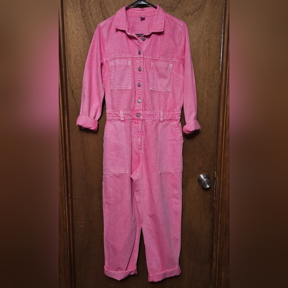 Pink Denim Jumpsuit
